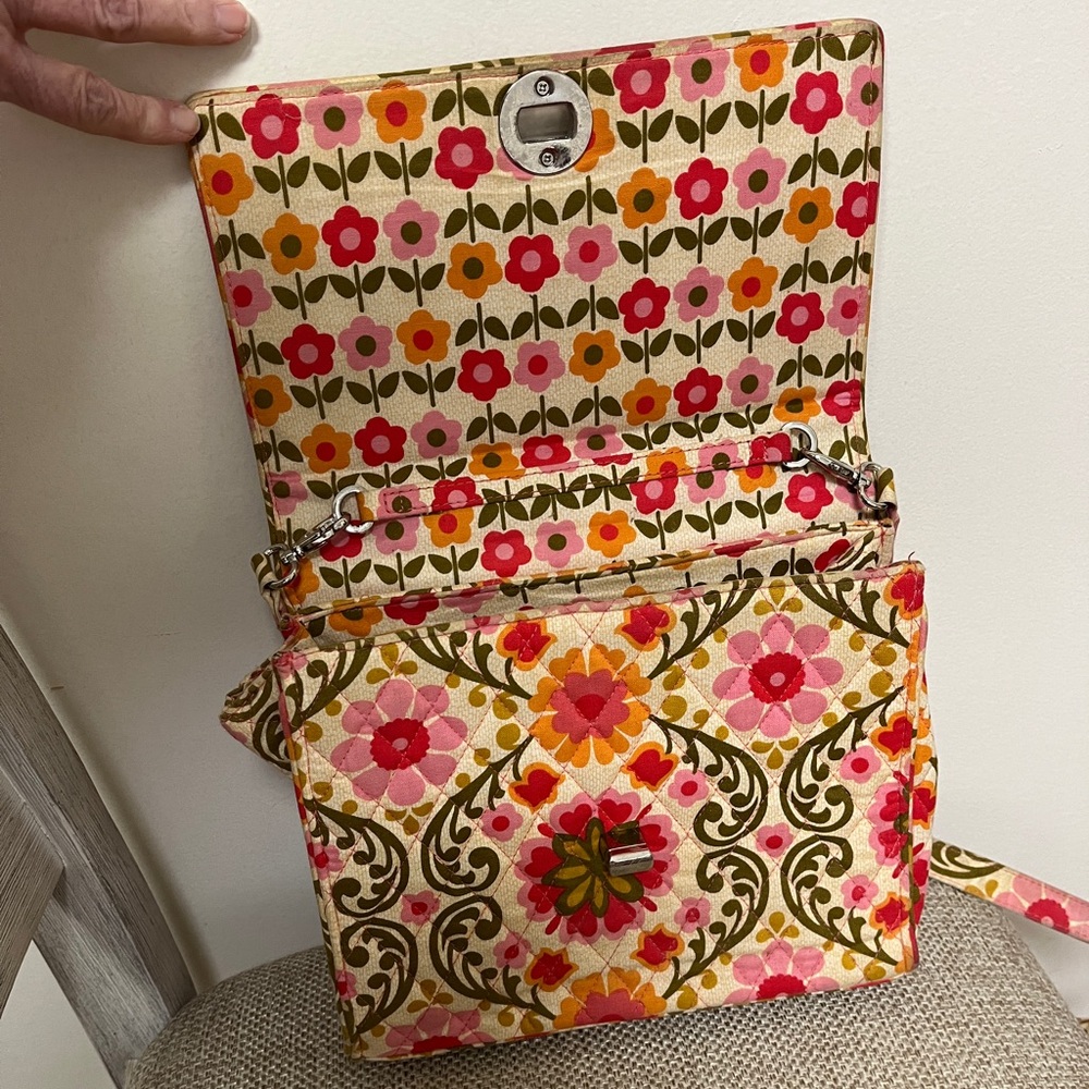 Vera Bradley shoulder/crossbody purse, GUC, vintage Julia Folkloric rigid see ⬇️ - Picture 7 of 16